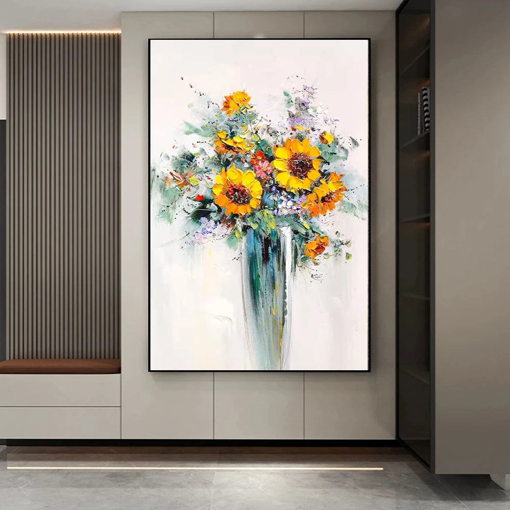 HAND DRAWN Sunflower Oil Painting