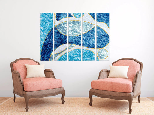 Dunkel und Hellblau Wandkunst Einteilig oder Mehrteilig