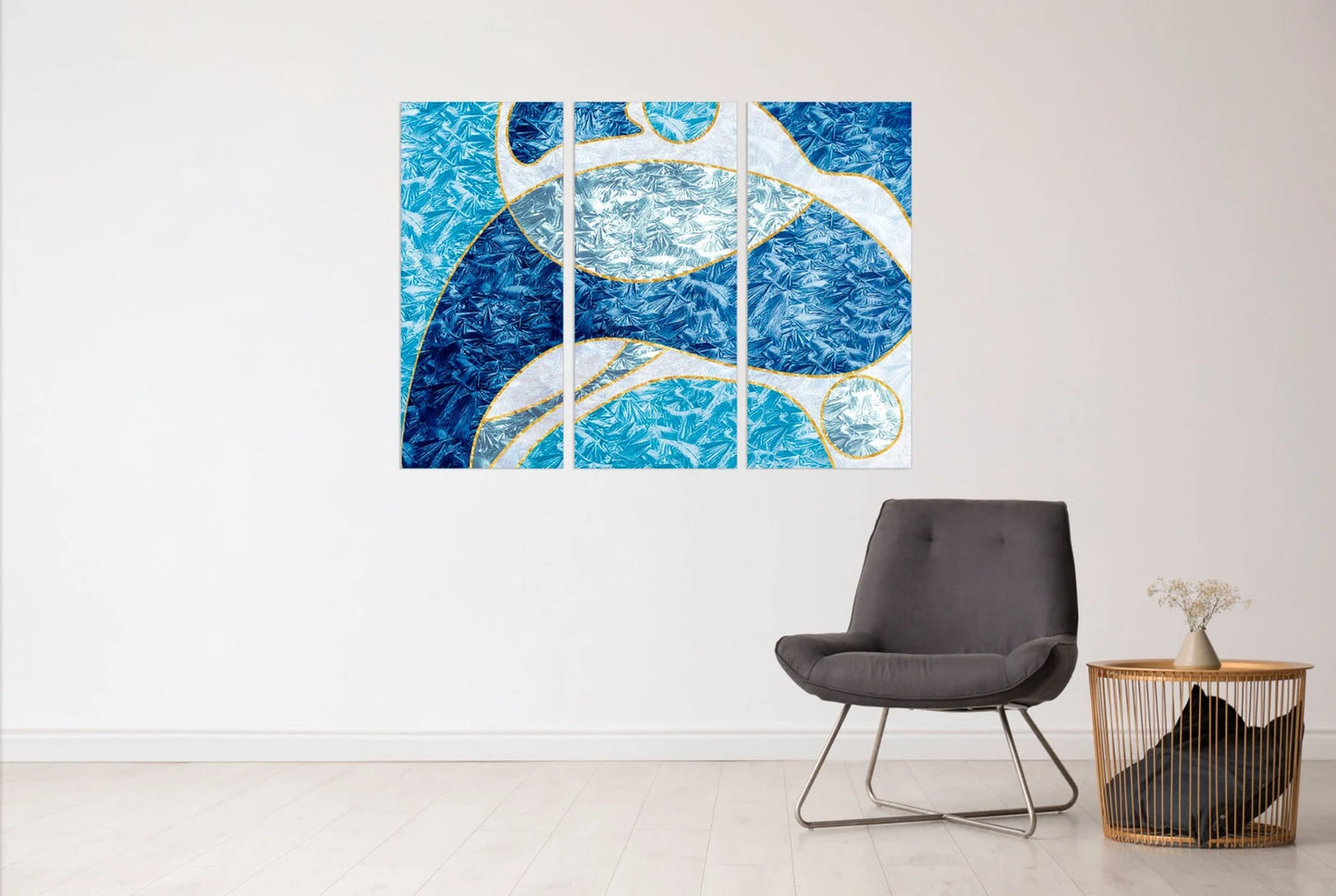 Dunkel und Hellblau Wandkunst Einteilig oder Mehrteilig