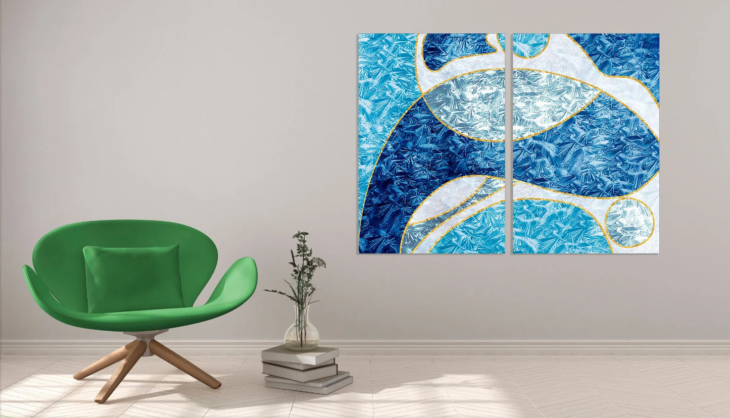 Dunkel und Hellblau Wandkunst Einteilig oder Mehrteilig