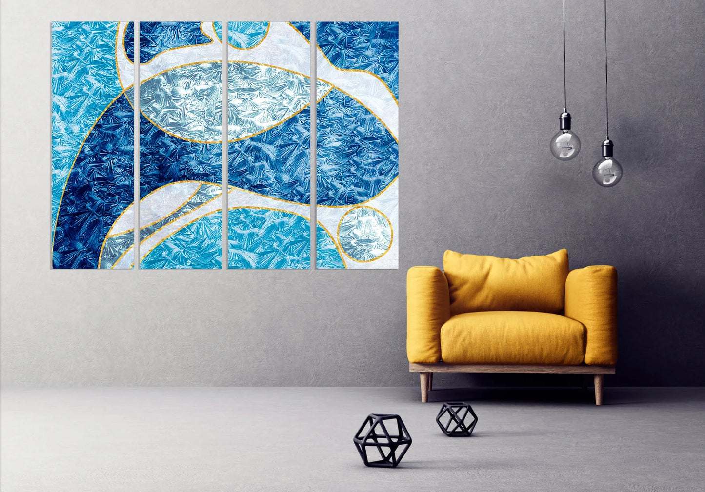 Dunkel und Hellblau Wandkunst Einteilig oder Mehrteilig