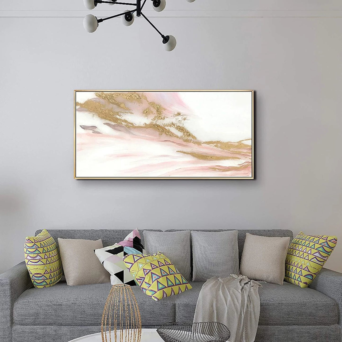 Gold und Pink Ölgemälde Handmade Bild