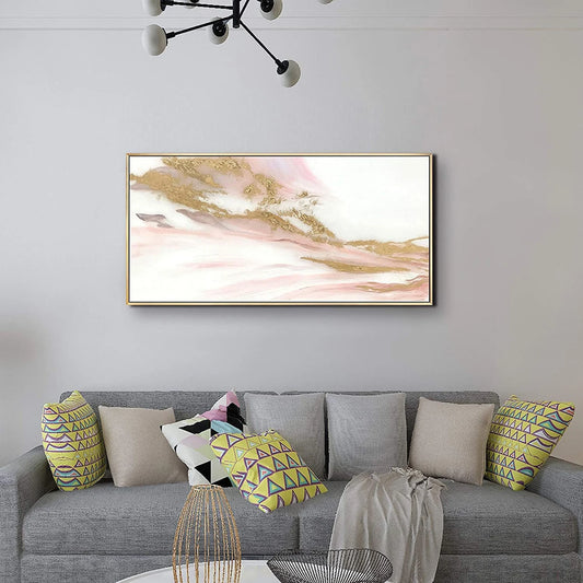 Gold und Pink Ölgemälde Handmade Bild