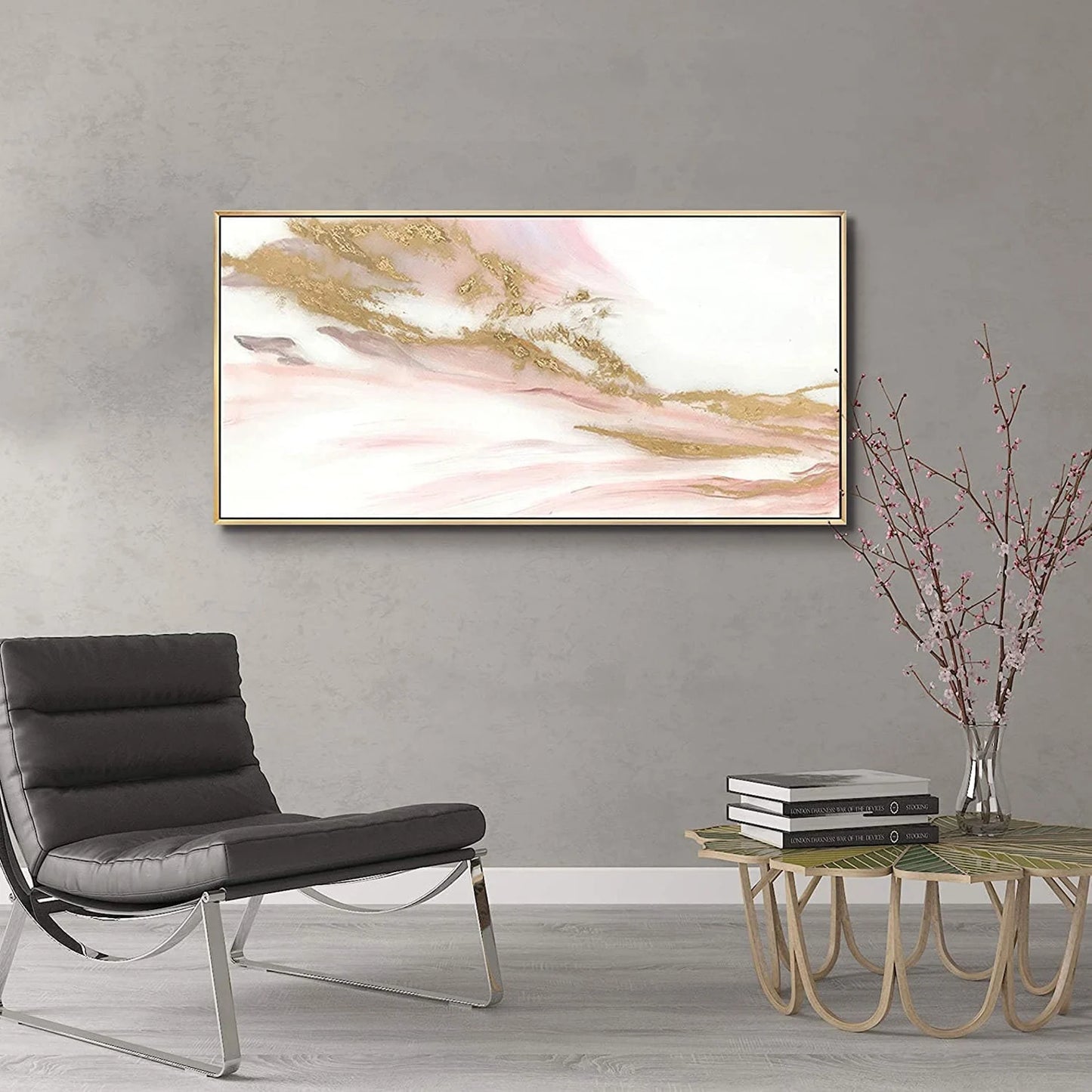 Gold und Pink Ölgemälde Handmade Bild