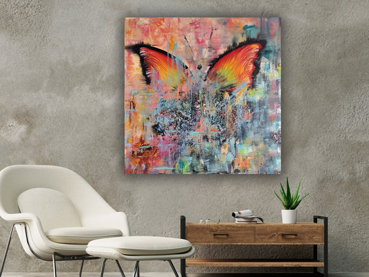 Butterfly over coast canvas art