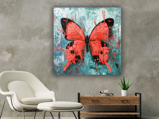 Butterfly over coast canvas art