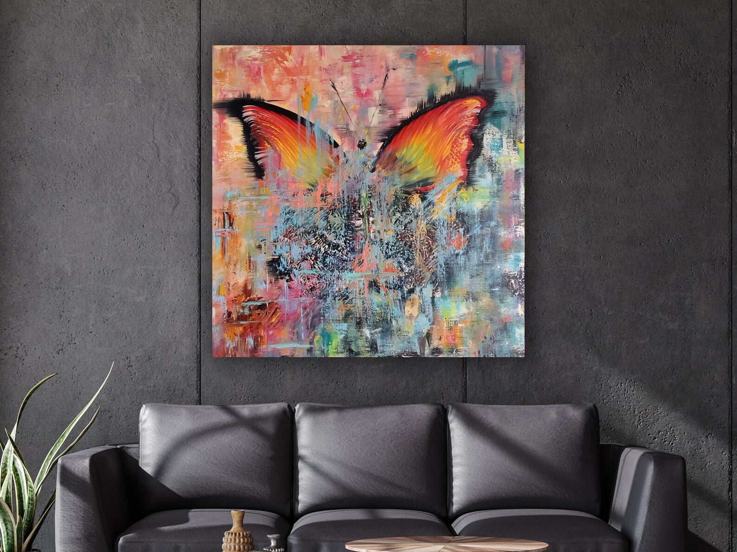 Butterfly over coast canvas art
