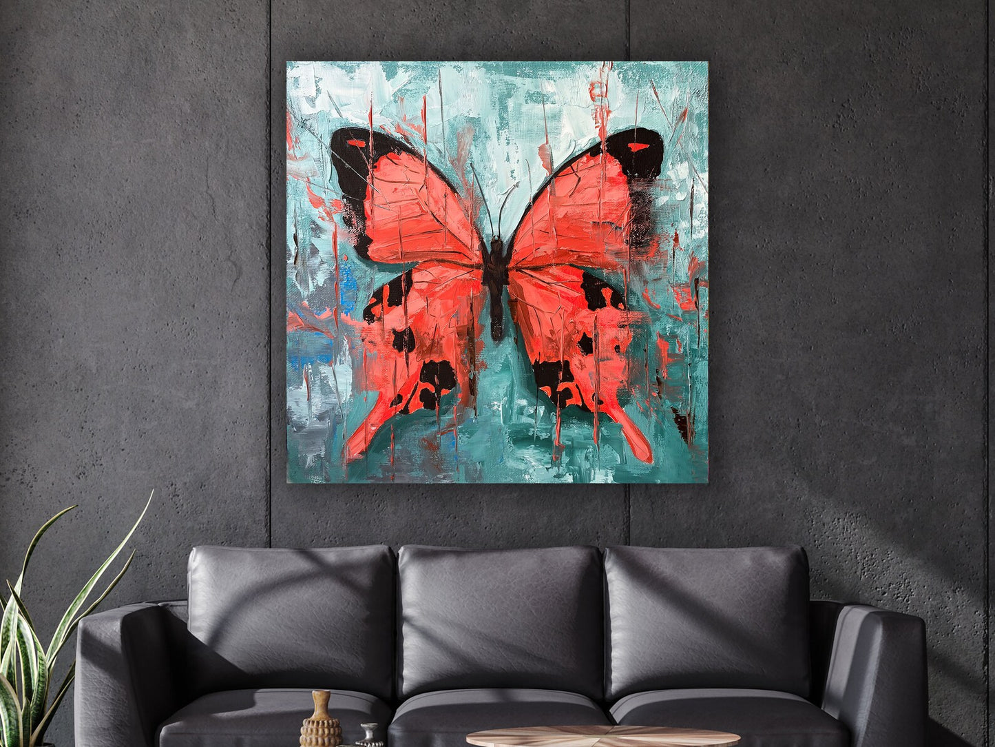 Butterfly over coast canvas art