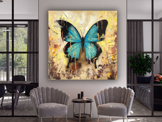 Butterfly over coast canvas art