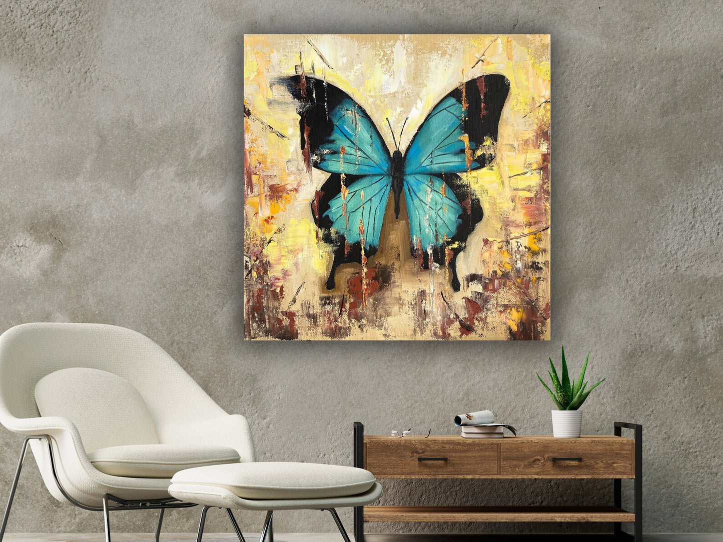 Butterfly over coast canvas art