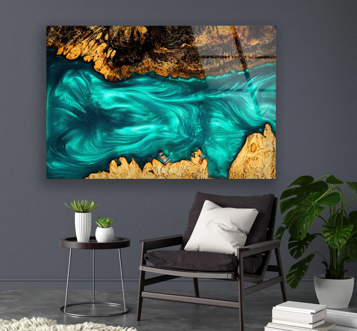 Epoxid Holz Türkis