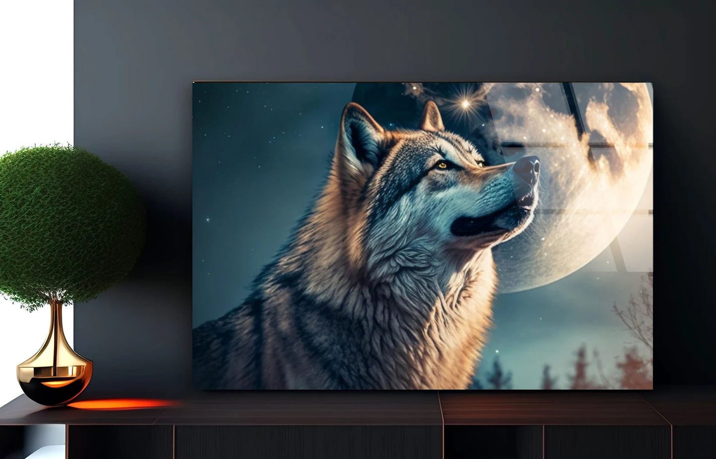Wolf und Vollmond