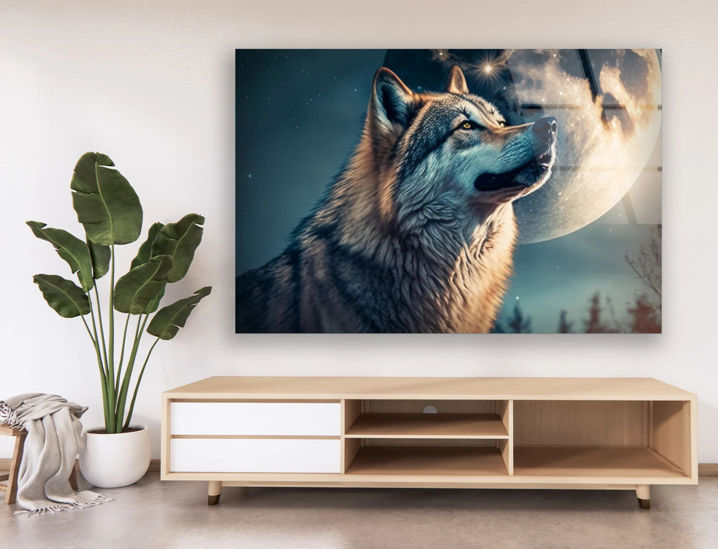 Wolf und Vollmond