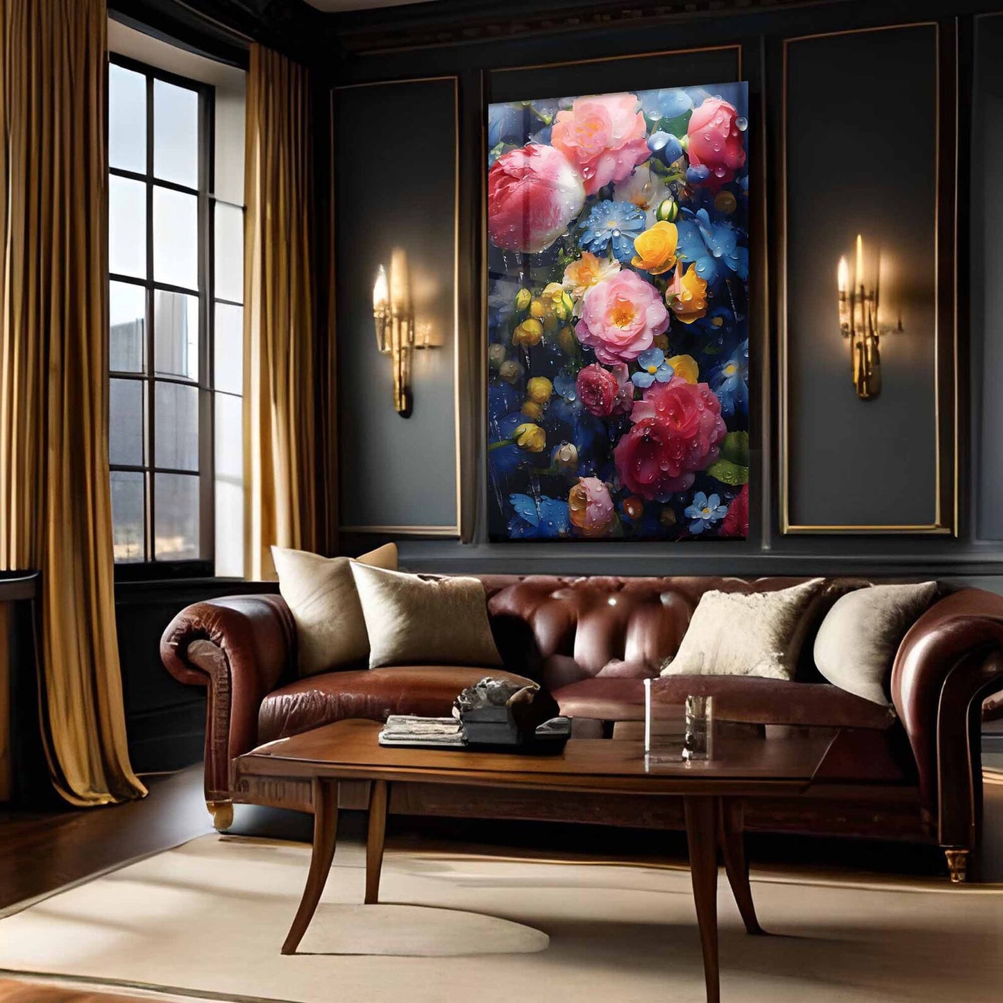 Nasse bunte Blumen