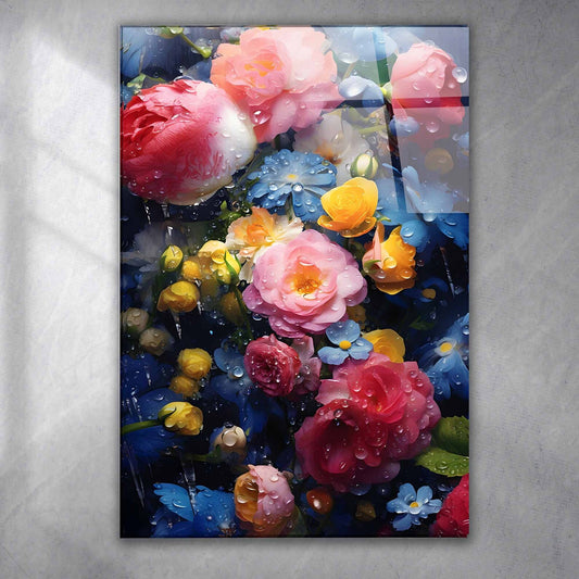 Nasse bunte Blumen