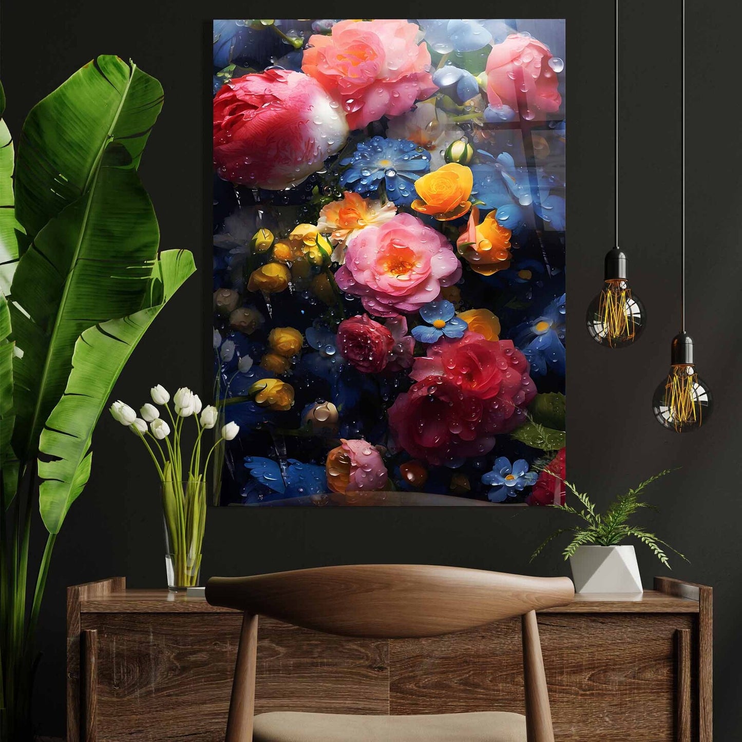 Nasse bunte Blumen