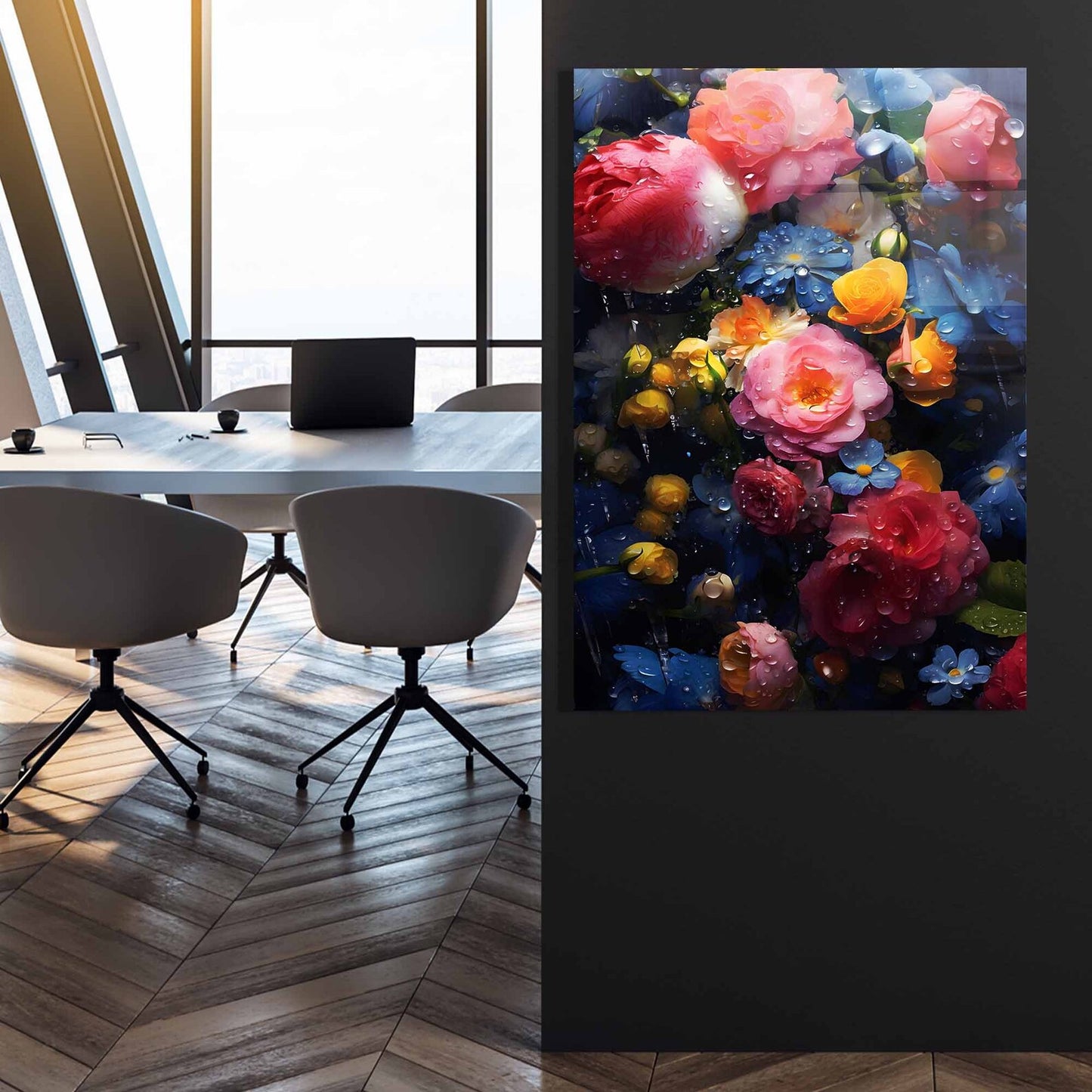Nasse bunte Blumen