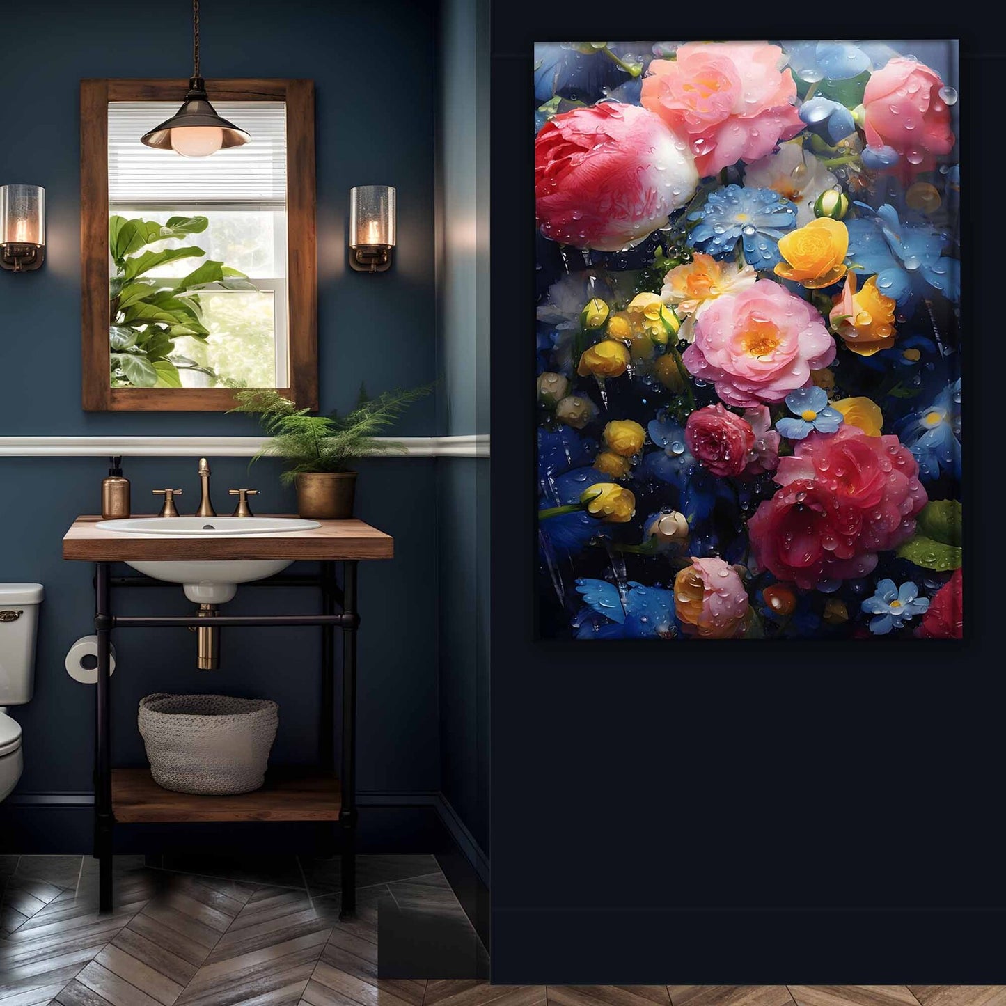 Nasse bunte Blumen
