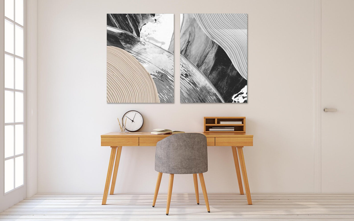Grau und Beige Wandkunst Einteilig oder Mehrteilig