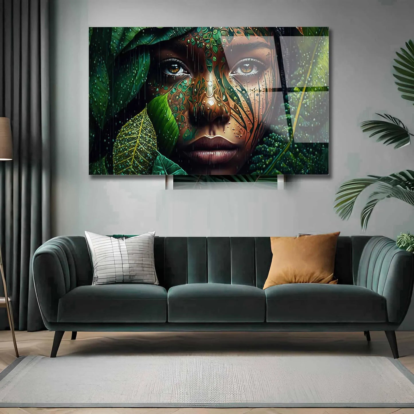 Afrikanische Frau grüne Blätter