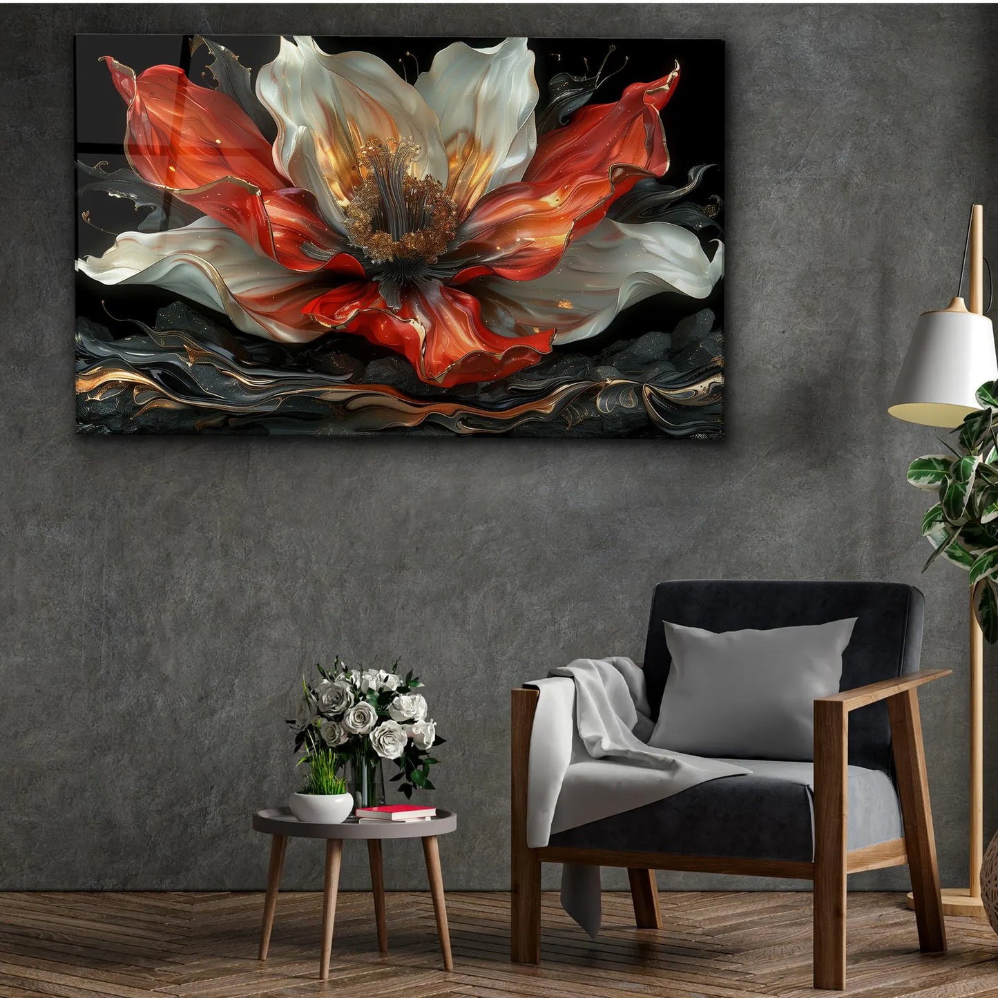 Blume mit goldenem Glimmer