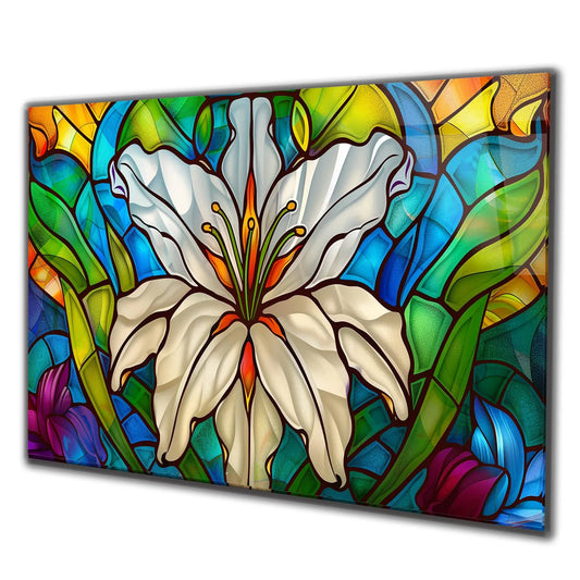 Weisse Blume bunter Hintergrund