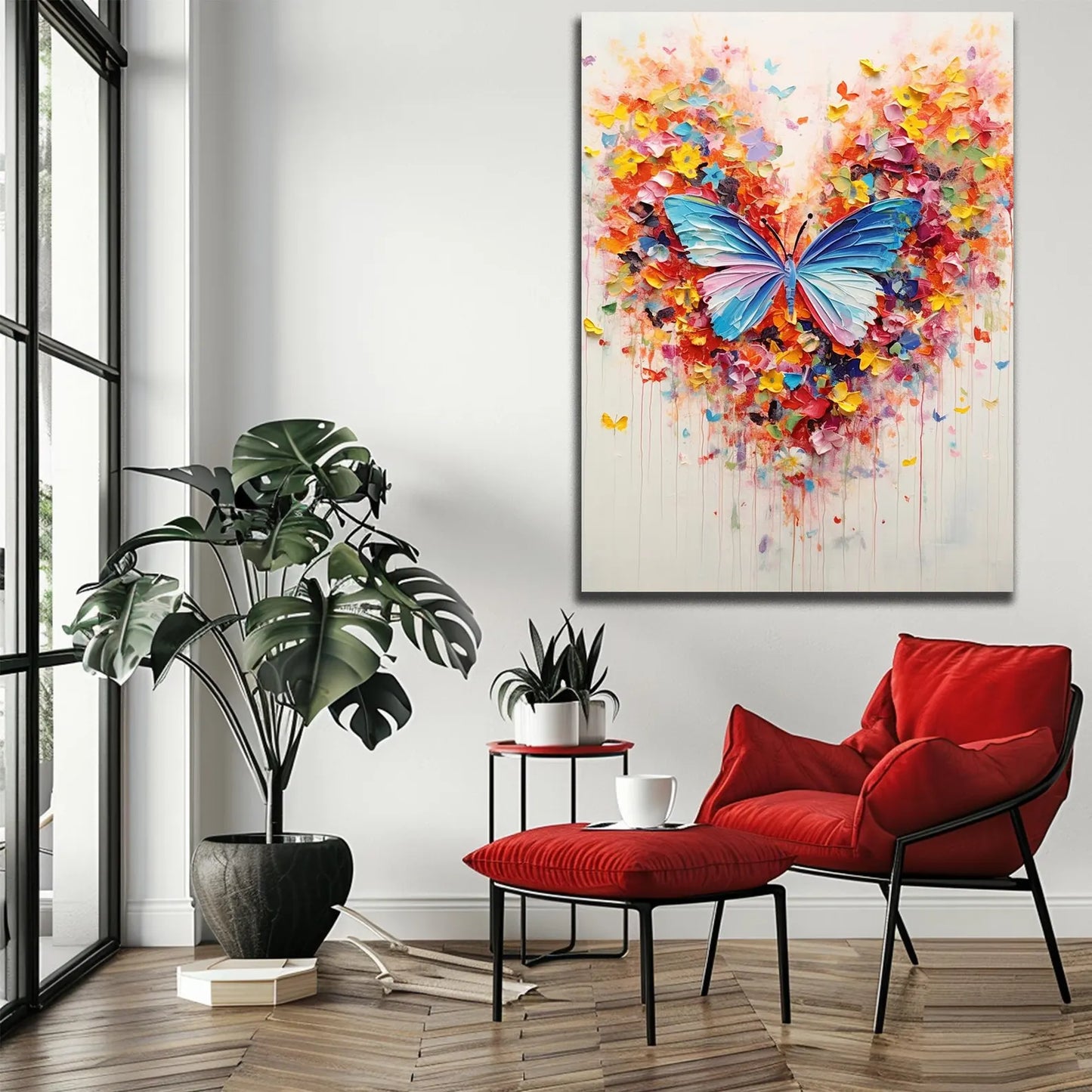 Toile d'oiseaux volants en plumes