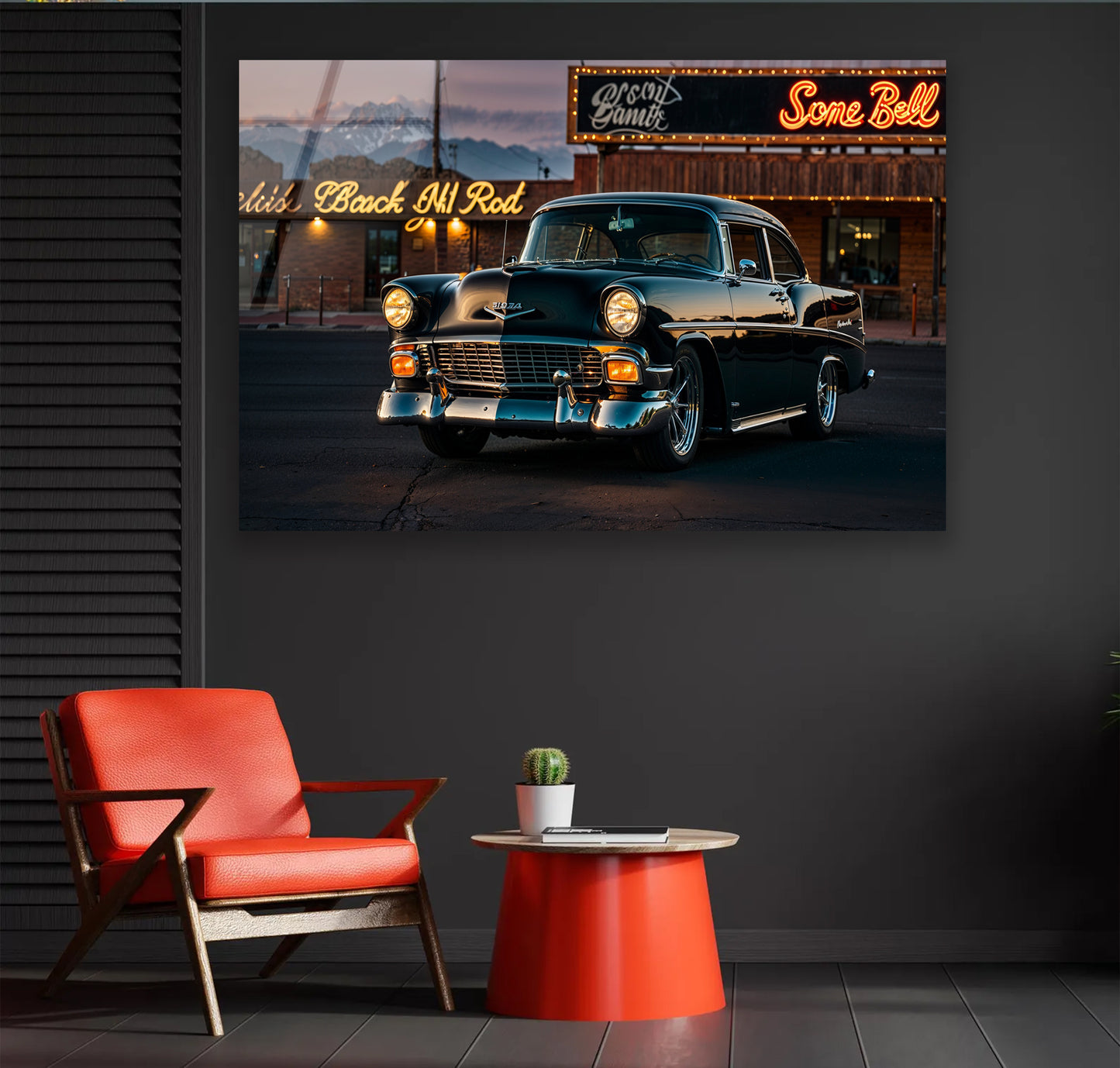 1956 Black Bel Air Hot Rod Steackhouse USA