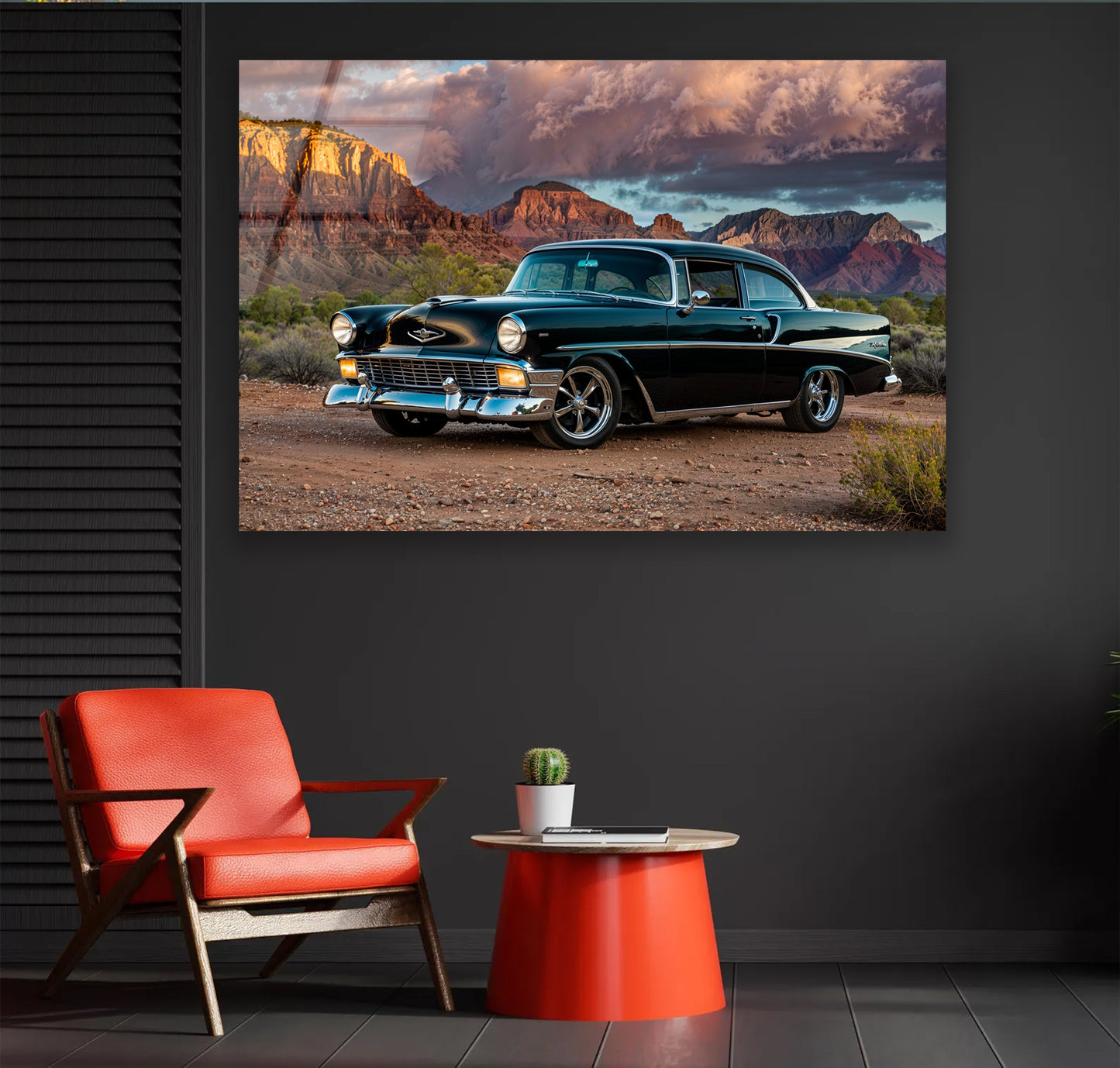 1956 Black Bel Air Hot Rod Grand Canyon Wolken USA