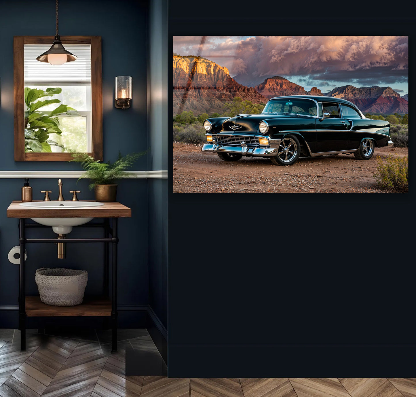 1956 Black Bel Air Hot Rod Grand Canyon Wolken USA