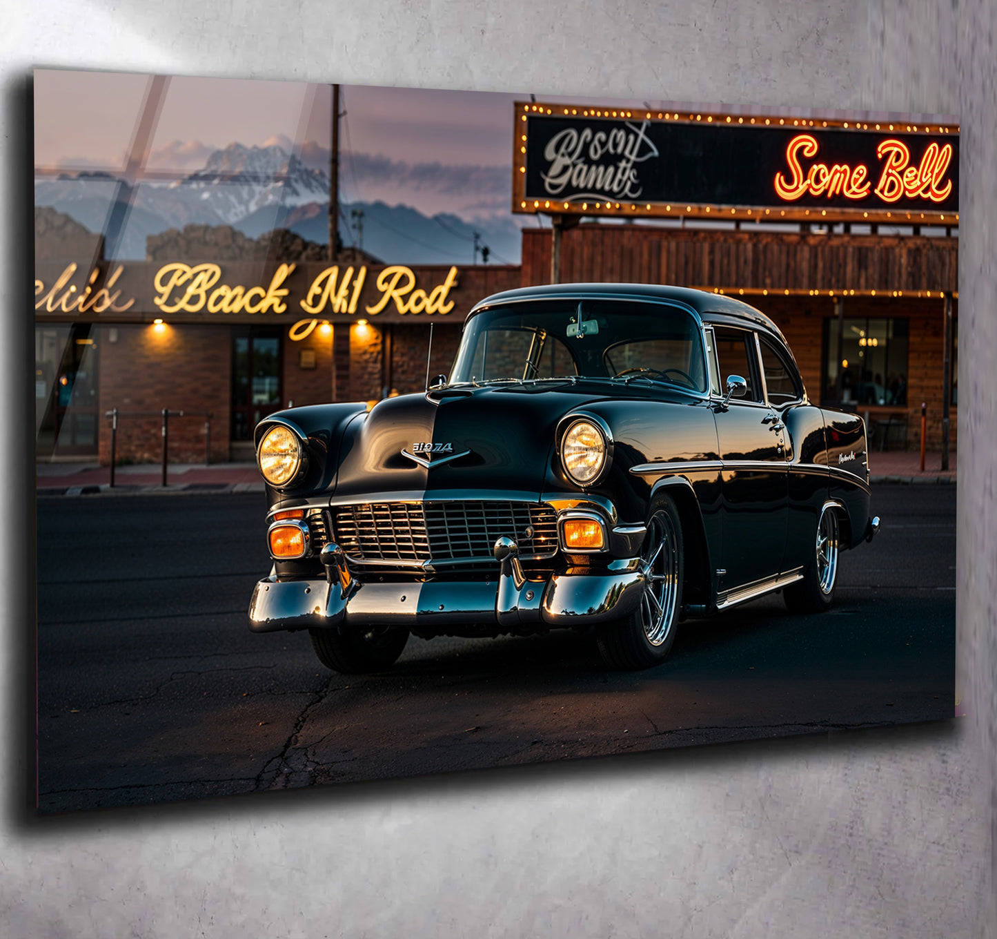 1956 Black Bel Air Hot Rod Steackhouse USA