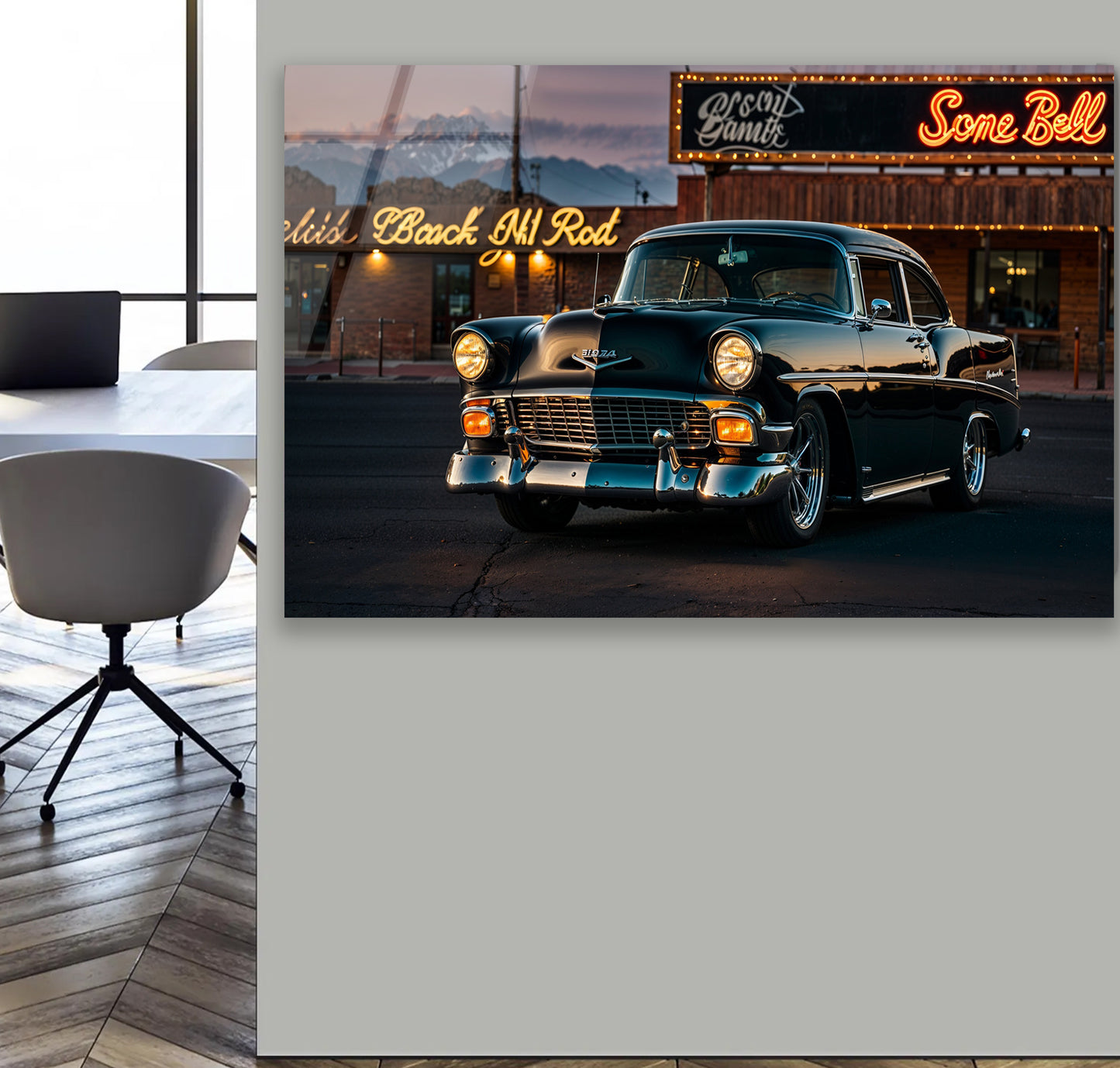 1956 Black Bel Air Hot Rod Steackhouse USA