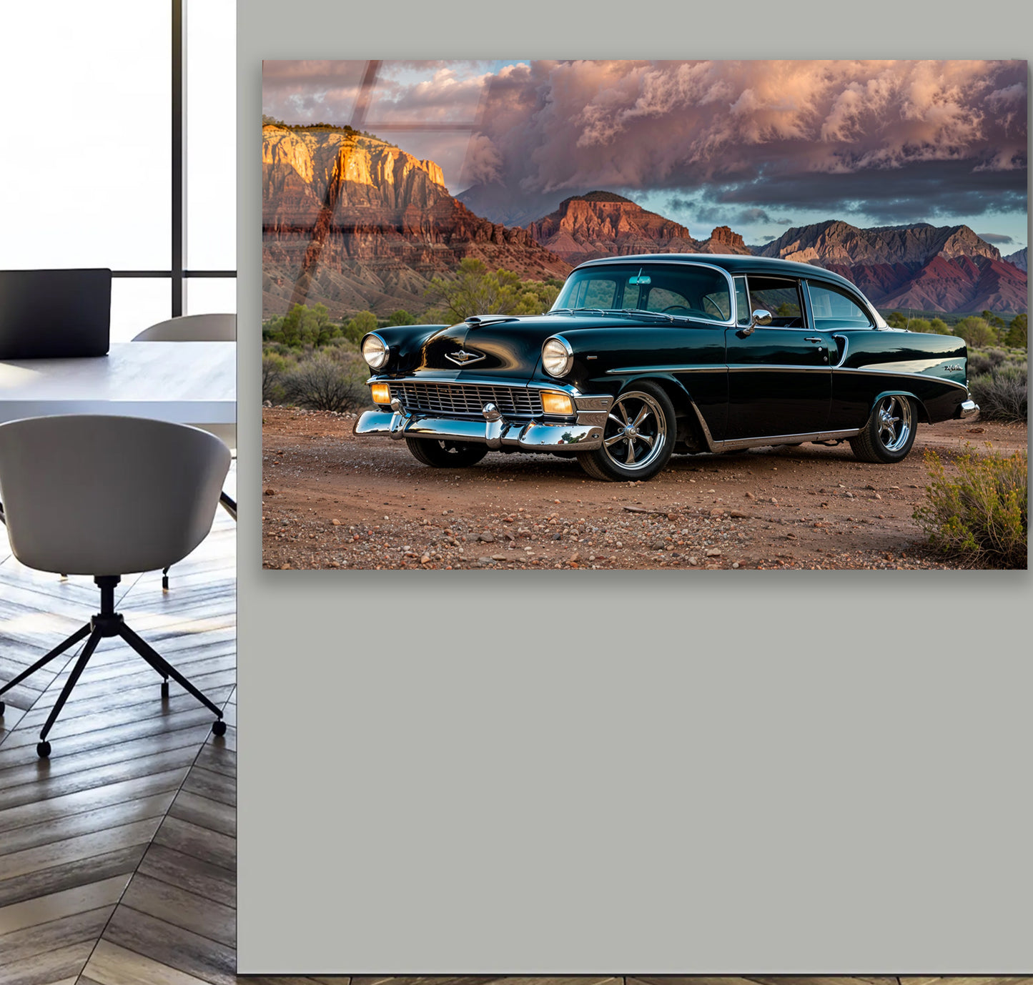 1956 Black Bel Air Hot Rod Grand Canyon Wolken USA