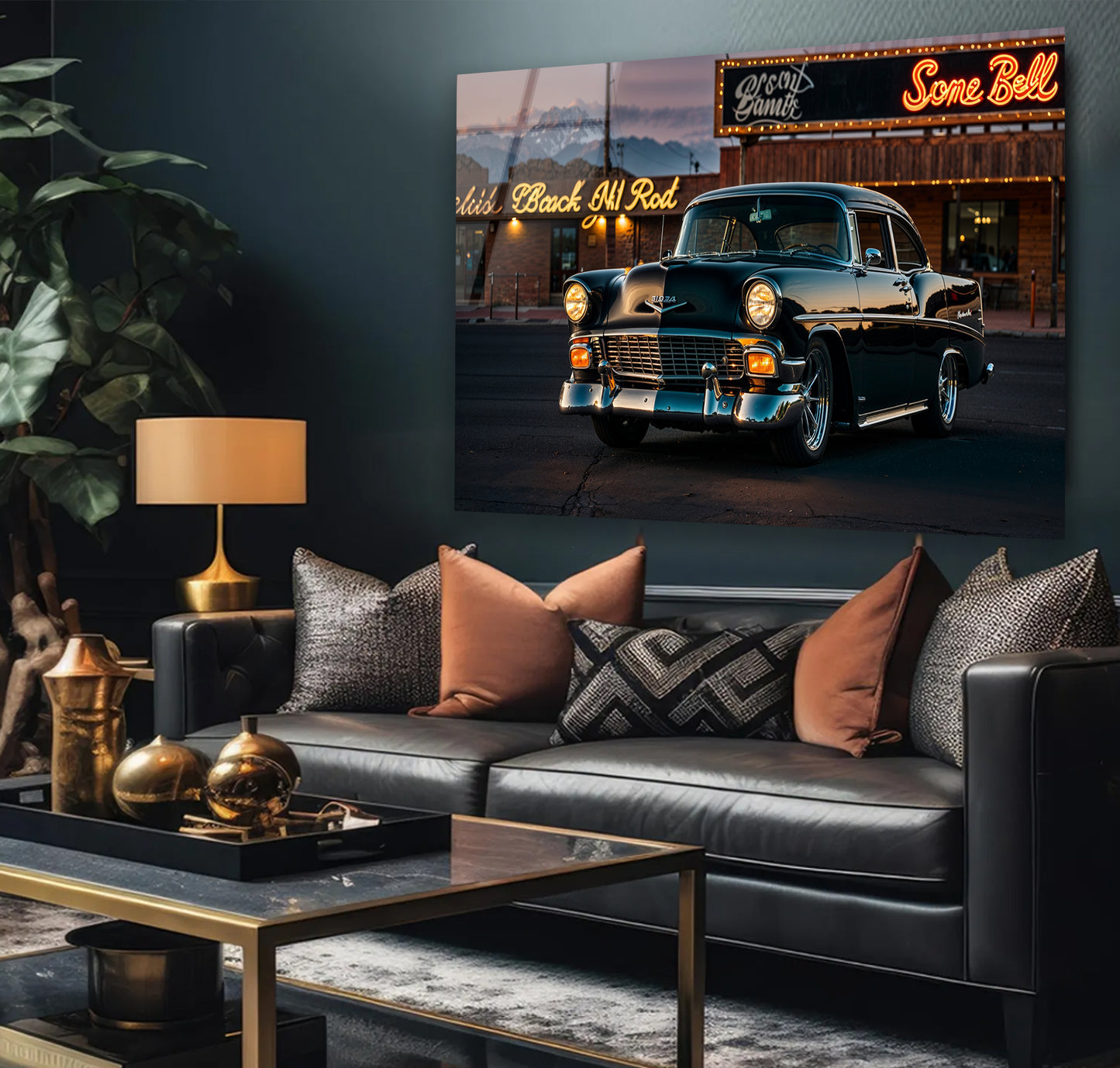 1956 Black Bel Air Hot Rod Steackhouse USA