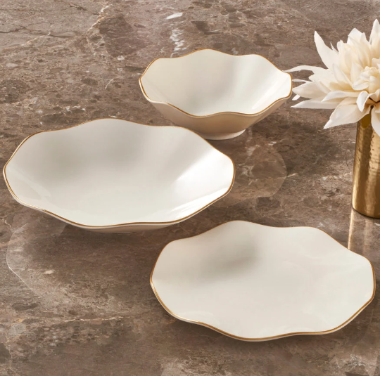 Set di piatti White Wave (set di 24)