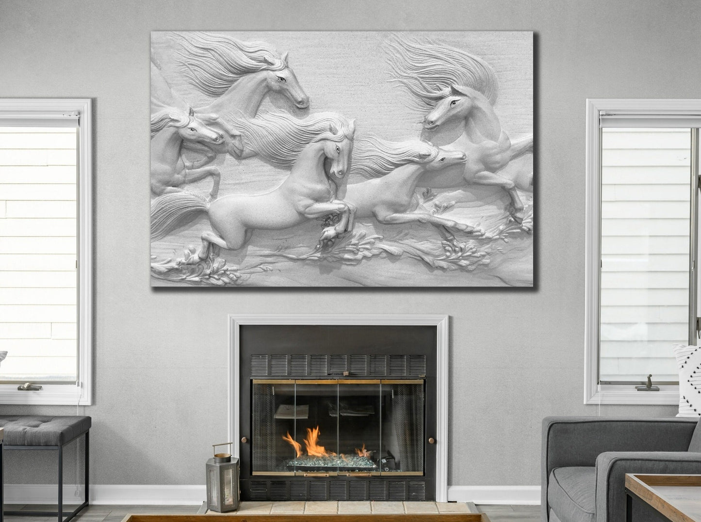 Tela di cavallo bianco