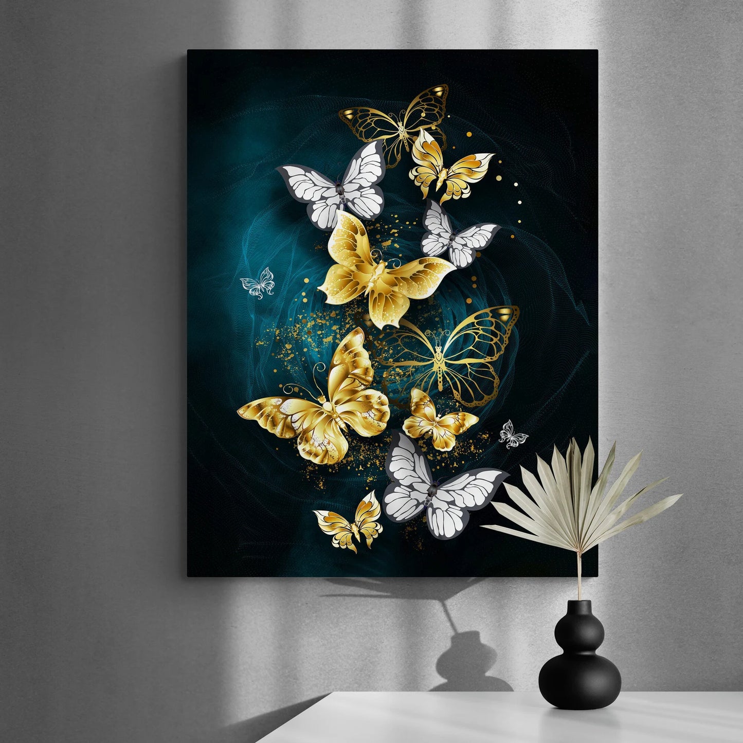 Schmetterling Silber und Gold Leinwand