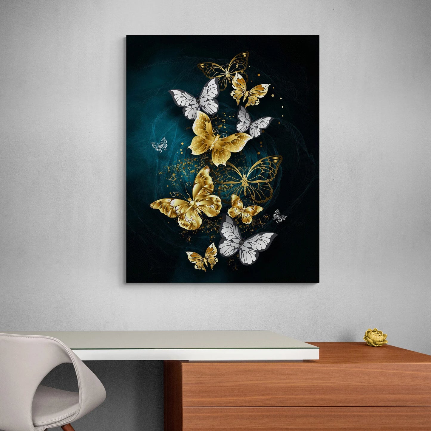 Schmetterling Silber und Gold Leinwand