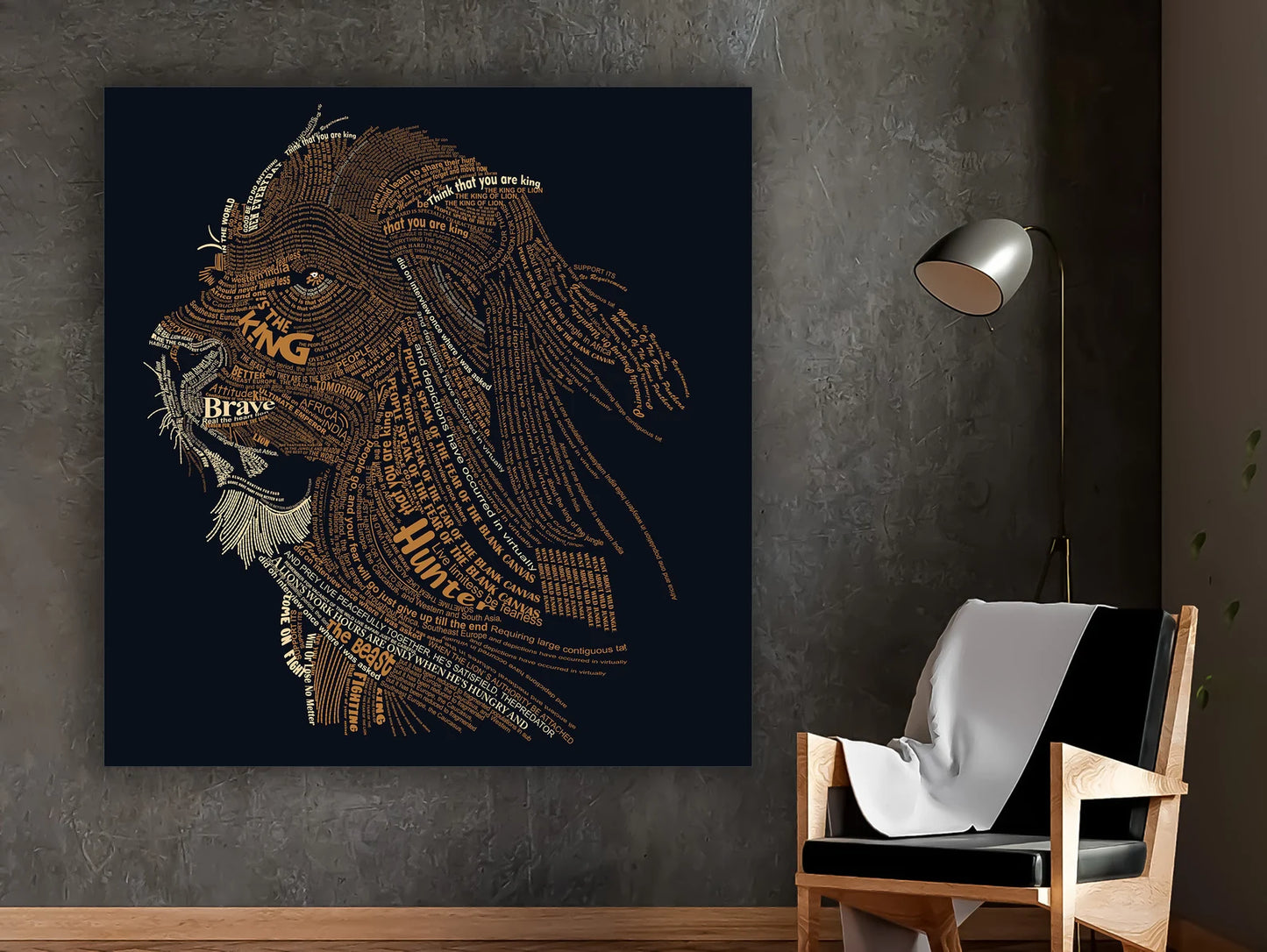 Lion with strong texts art with frame