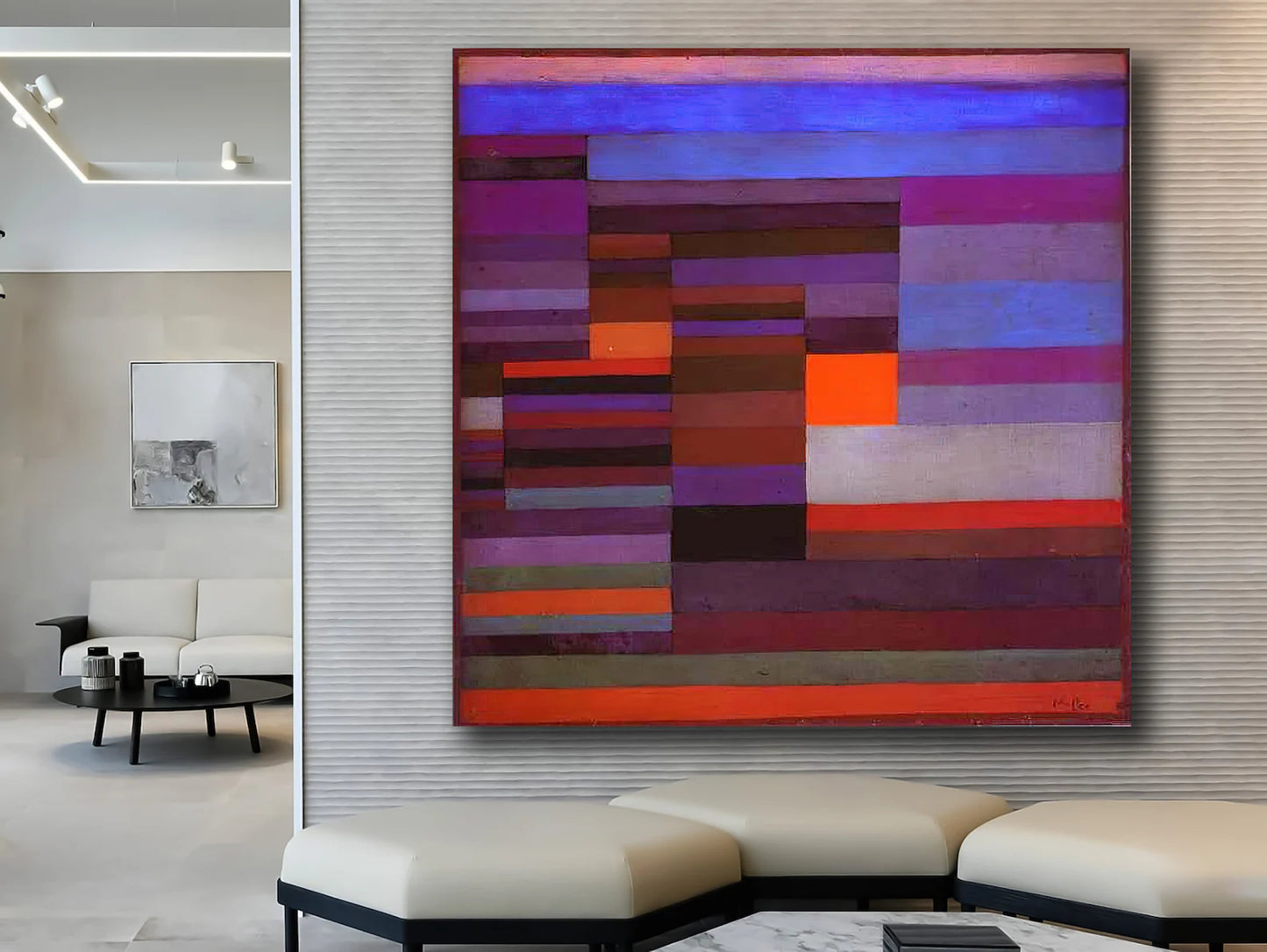 Arte su tela in marmo rosa e blu