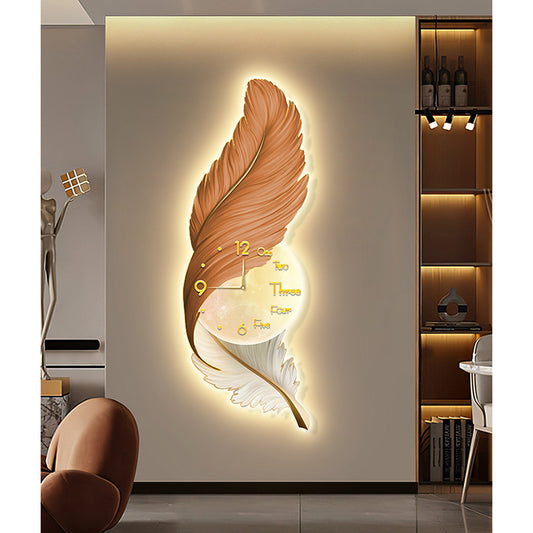 Feather LED clock lamp