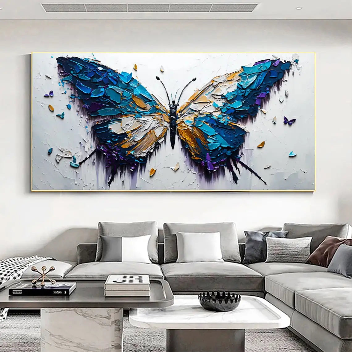 Colored Butterfly Oil Painting Handmade