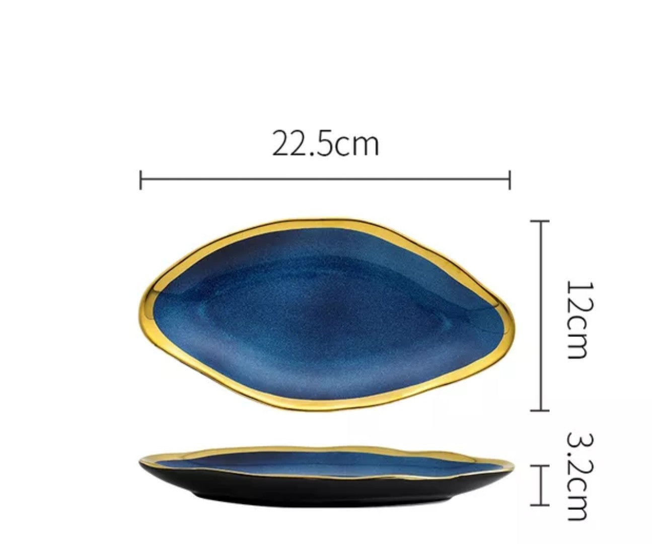 Nordic Golden Blue Plate Handmade