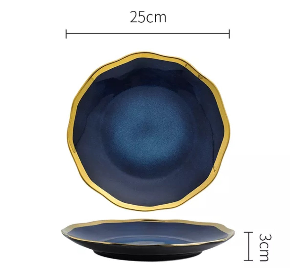 Nordic Golden Blue Plate Handmade