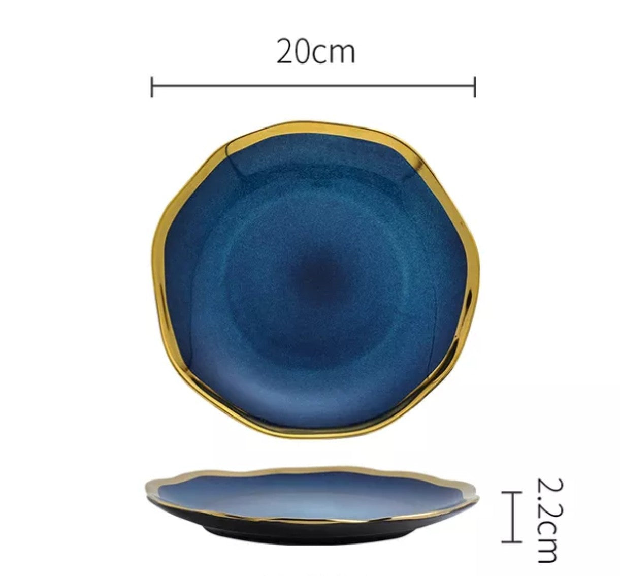 Nordic Golden Blue Plate Handmade