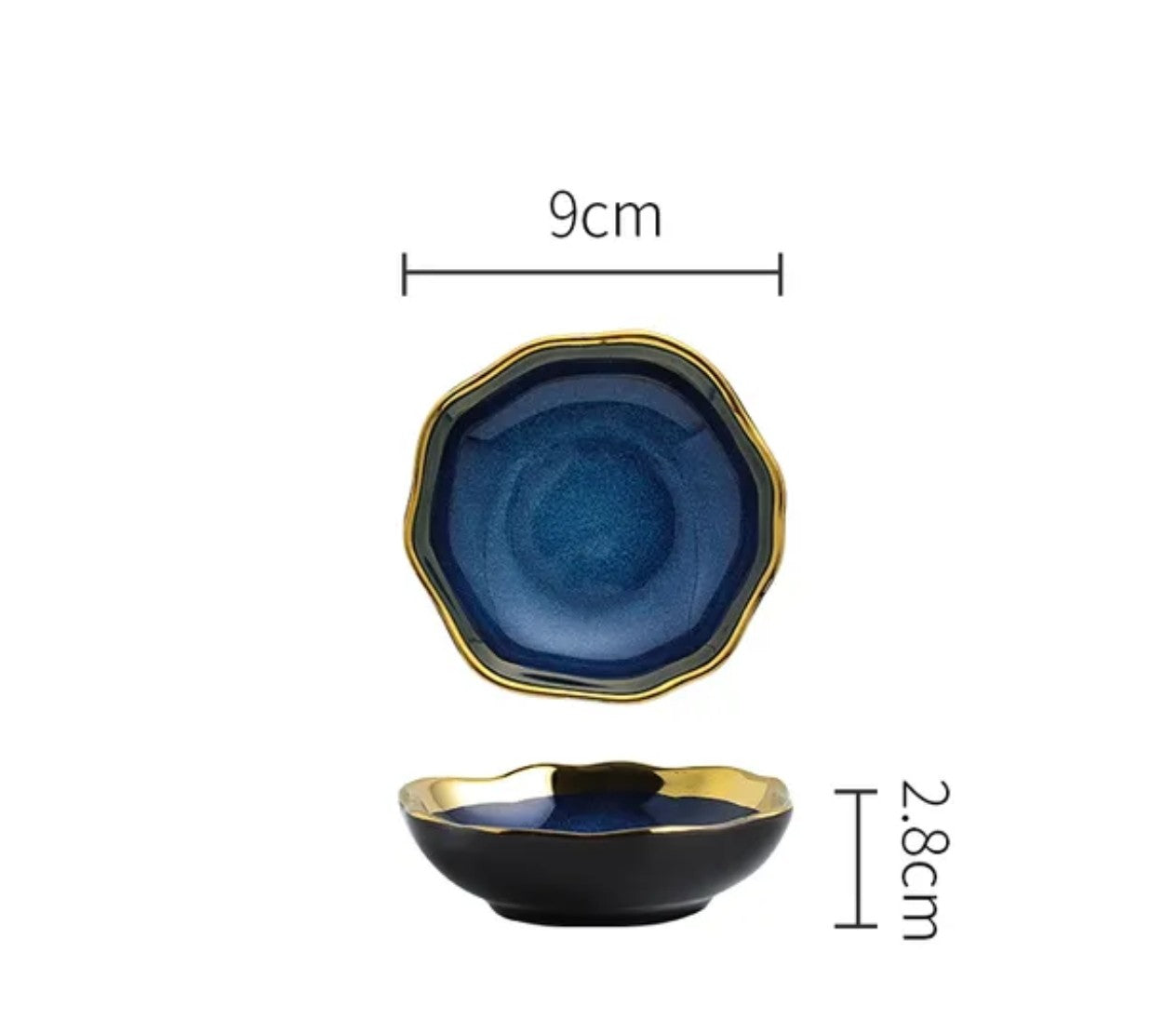 Nordic Golden Blue Plate Handmade