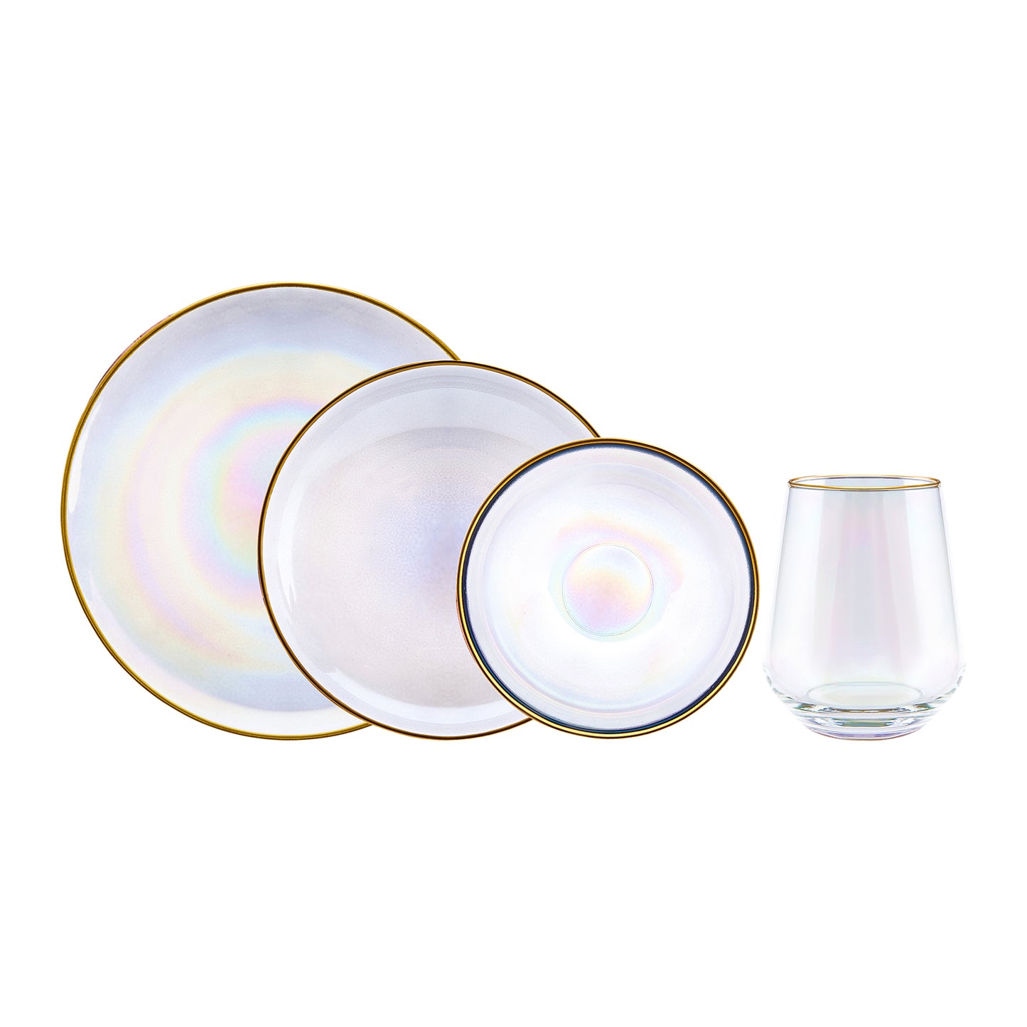 Glas Teller/Gläser Set (24er Set)