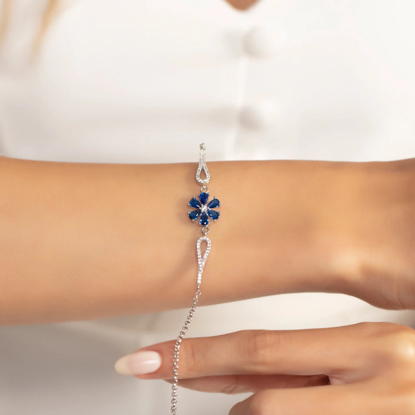 Blaue Blume Zirkonia Armband