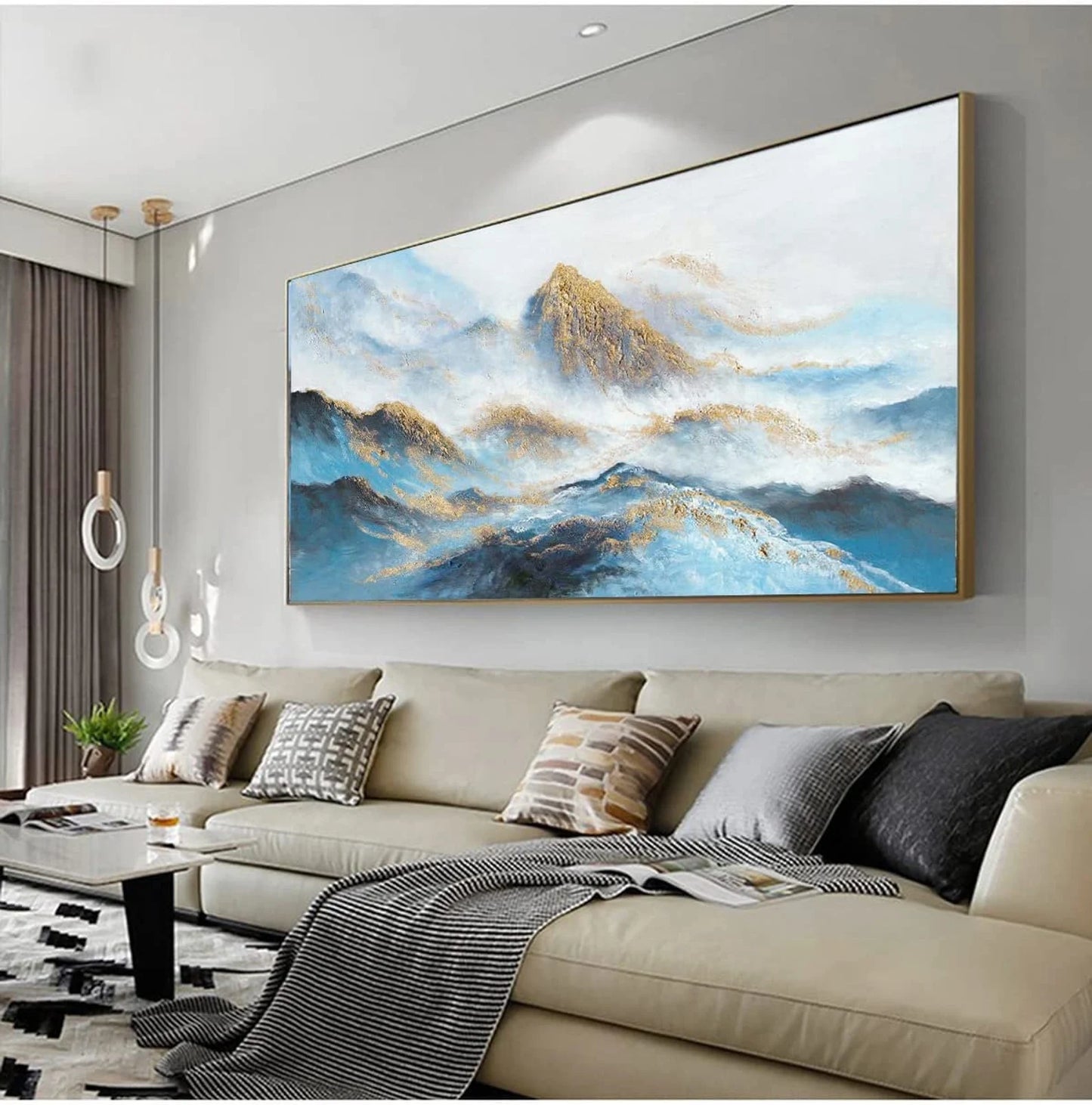 The golden mountain landscape oil painting handmade