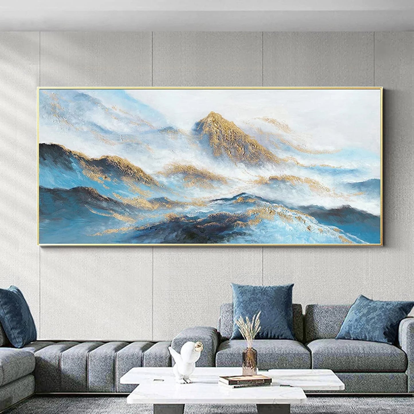 The golden mountain landscape oil painting handmade